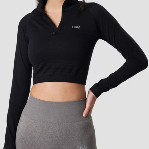 Define cropped 1/4 zip adjustable black, str. XS