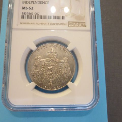 MS-63  2 Kroner Stort skjold 1906 NGC