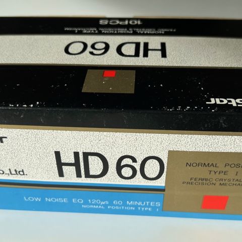Sjelden - 10stk 60 minutter Goldstar HD 60 kassetter i uåpnet kartong