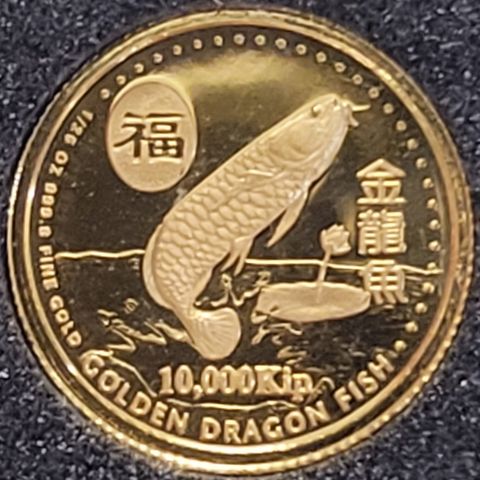 "Golden Dragon Fish" gullmynt i 999 rent gull