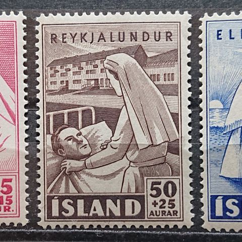 ISLAND: 1949, AFA 255-59, stønadsmerker postfrisk / Is85 v.