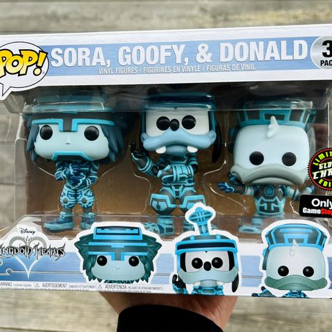 Funko Pop! Sora, Goofy, & Donald (Tron 3-Pack) (Glow in the Dark Chase) | Disney