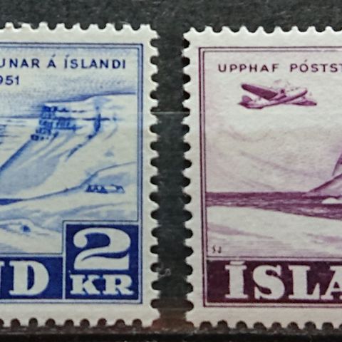 ISLAND: Islandsk postvæsen 175år , AFA 274-75, postfrisk / Is93 v..