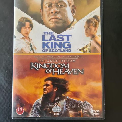 Dobbel DVD, The last king of Scotland, 2006 og Kingdom of Heaven, 2005