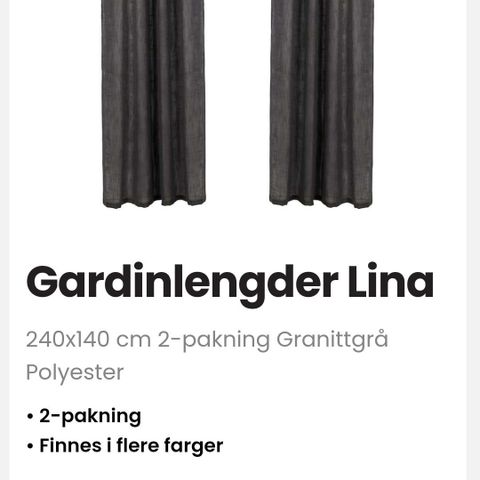 8 lengder lette grå gardiner