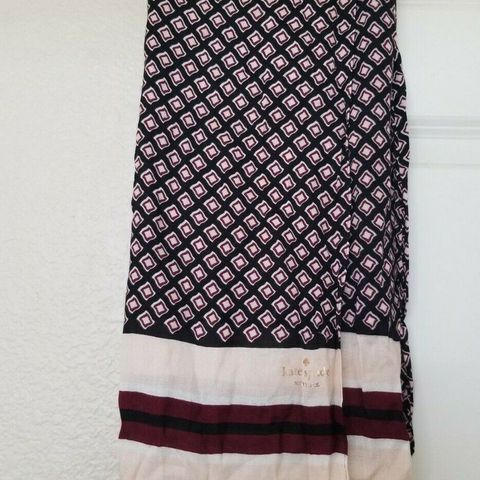 Kate Spade Geometric Print Scarf Pink Red with Logo