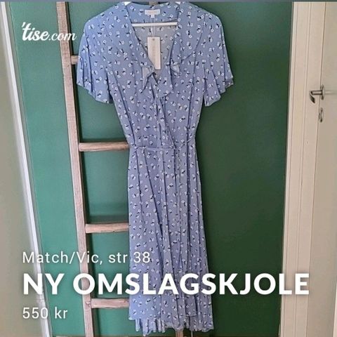 Ny lyseblå omslagskjole, Match/Vic, str 38