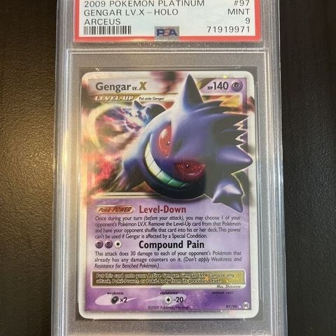 Pokemon Gengar Lv X. 97/99 PSA9 ønskes kjøpt!