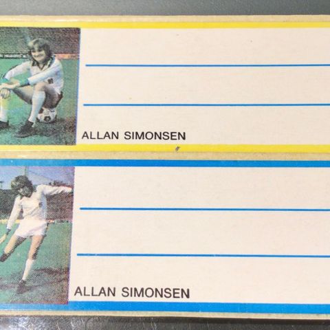 Klistremerker Fotballspiller Allan Simonsen fra Danmark - (navne etiketter)