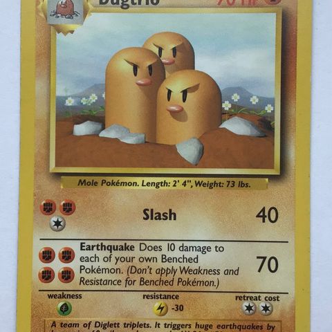 Pokemon samlekort Dugtrio 19/102 fra 1999