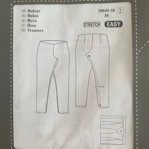 Symønster bukse stretch str.38