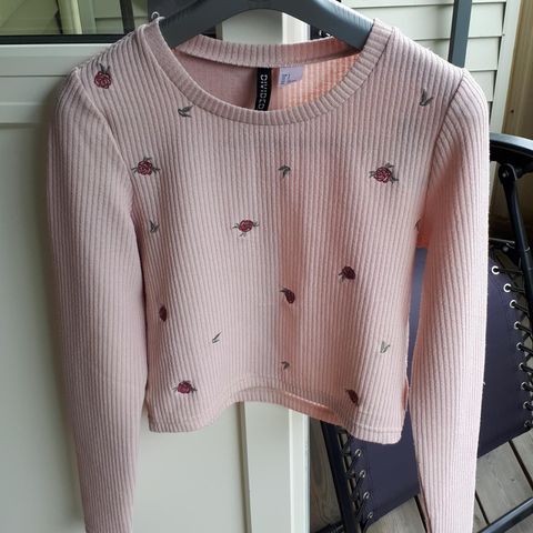 H&M topp genser S 34 36 rosa blomstrete