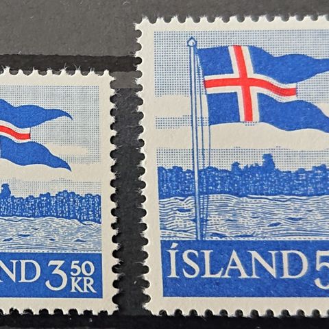 ISLAND: 1958, AFA328-29, Islands flagg, postfrisk / Is107 v..