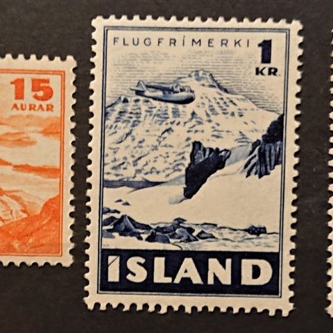 ISLAND: 1947, Luftpost, AFA242,245,246, postfrisk / Is113 v..