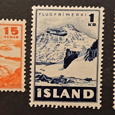 ISLAND: 1947, Luftpost, AFA242,245,246, postfrisk / Is113 v…