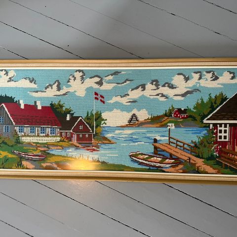 😍Stort sommerbilde innrammet. 115x51cm