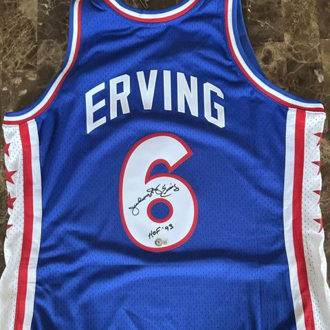 Julius Erving «Dr J» signert drakt Philadelphia 76ers original med ekthetsbevis