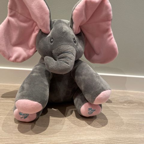 Interaktiv barneleke, peek-a-bo elefant bamse