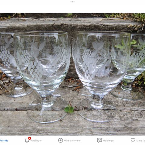 Magnor glass Adolf, Drue dekor., 12 hetvin, 8 store, 9 små drammeglass