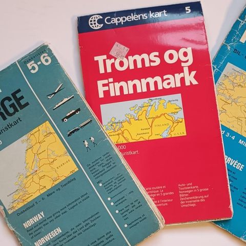 3 stk. eldre Bil - og turistkart fra Cappelen