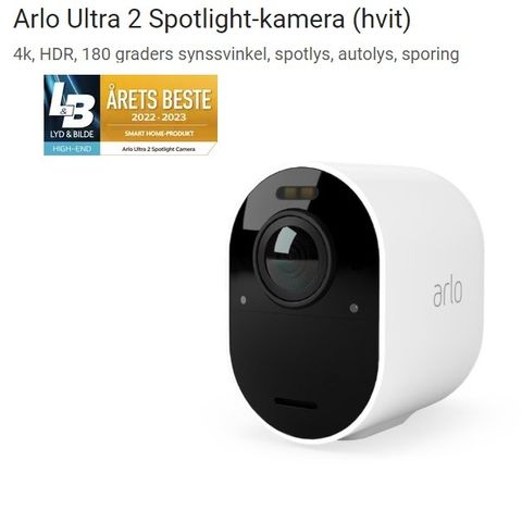 Arlo Ultra 2 - 4K HDR Video - Trådløst kamera med spotlight og sirene 2,4 / 5GHz