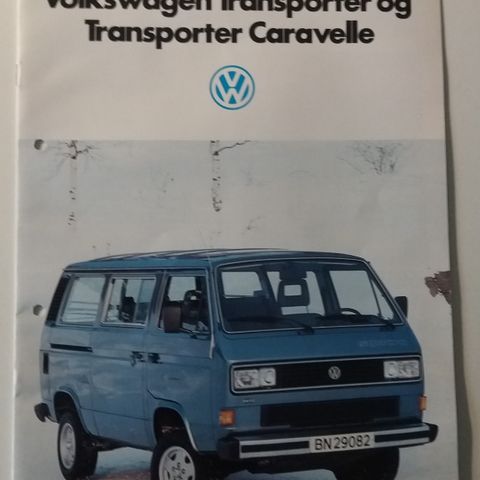 VW Transporter og Caravelle -brosjyre. ( Type 2 , T3 )