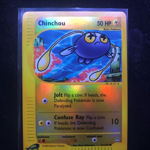 Pokemon Aquapolis Chinchou 71/147 Reverse Holo NM+