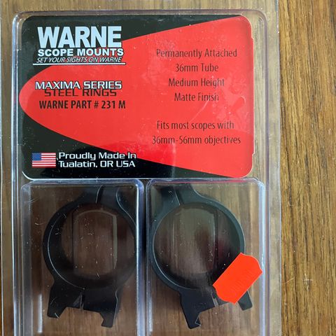 Warne 36 mm fast montasje for weaver