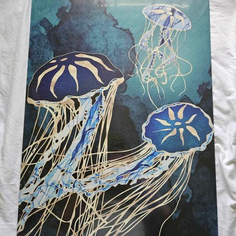 Displate Art Gold Blue Metallic Jellyfish III