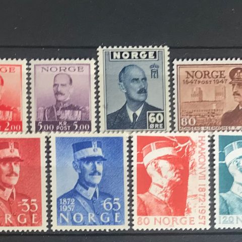 Norge frimerker postfrisk, Tema Kong Haakon, 15 fine merker 1937-1995