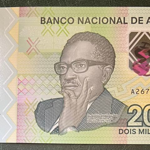 ANGOLA. 2000 KWANZAS.  POLYMER P-163a. UNC