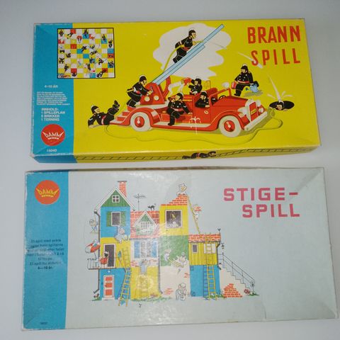 Vintage Brettspill "Brann spill" og "stigespill"