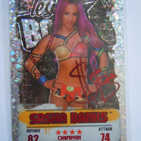 WWE WWF Wrestling Slam Attax NXT Sasha Banks autograf champion samlerkort