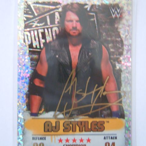WWE WWF Wrestling Slam Attax NXT AJ styles autograf champion samlerkort