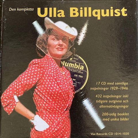 ULLA BILLQUIST CD-boks 1929 - 1946 (17 cder) 200 siders hefte