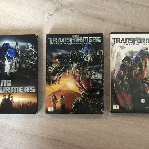 Transformers 1, 2 og 3 på dvd