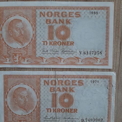 10 kr seddel . 1969 og 1971.