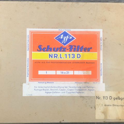 Agfa Schnell L. 113D glassfilter (gulgrønn matt)  kr. 50.-