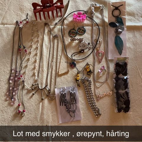 Lot med smykker, hårting, ørepynt