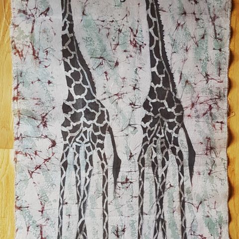 Afrikansk Batikkbilde på bomullsstoff med giraffer