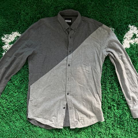 Diagonal Pattern Button-down Shirt - Medium - Dark Grey / Light Grey