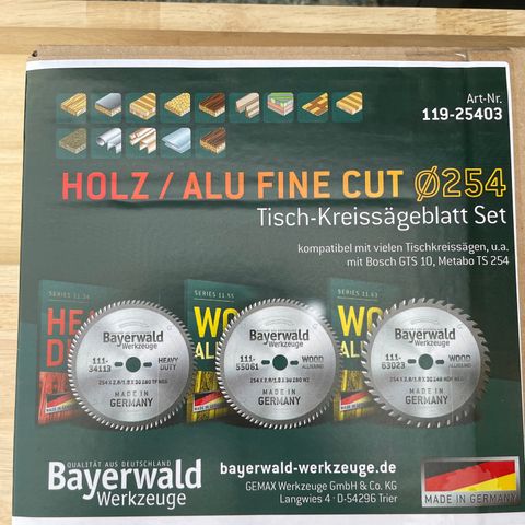 Sagblad, tysk kvalitet, set (3 blad, 254 mm, tre og aluminium)