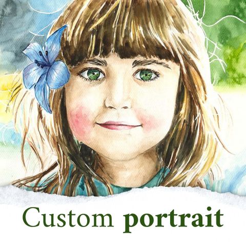 Custome commissioned portrait / Original akvarell kunst / Bestillingsportrett