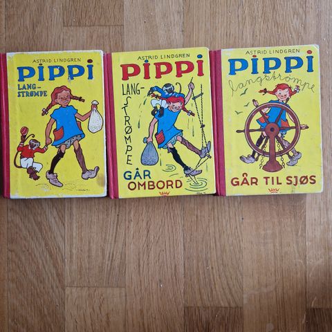 3 x Pippi Langstrømpe bøker fra 1964 & 1968