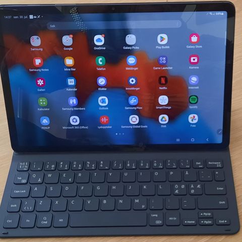 Samsung tab S7 med LTE og keyboard