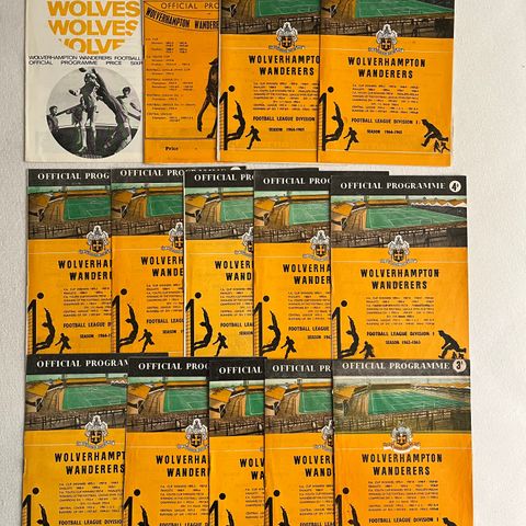 14 stk Wolverhampton Wolves programmer fra 1960-tallet