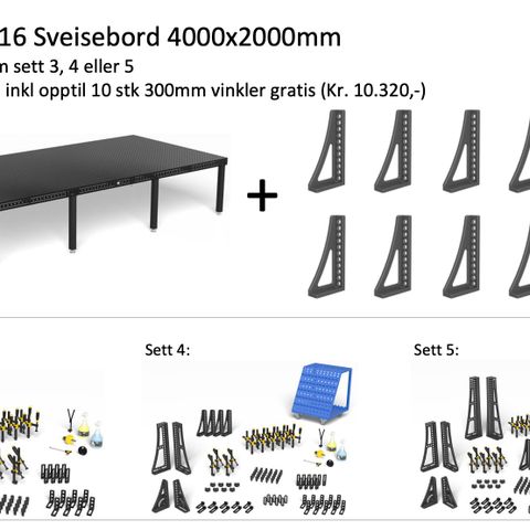 Tilbud S16 Sveisebord 4000x2000mm inkl tilbehør