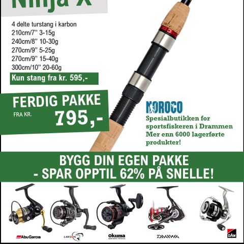 DAIWA NINJA X 9" 4 delt, 5-25g. Bygg din egen pakke!