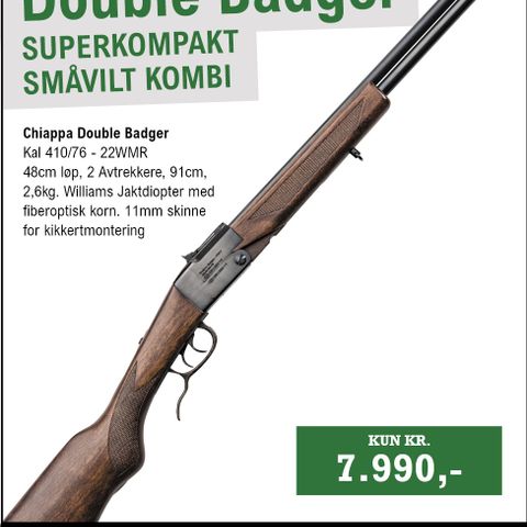 SUPERKOMPAKT SMÅVILKOMBI. Chiappa Double Badger