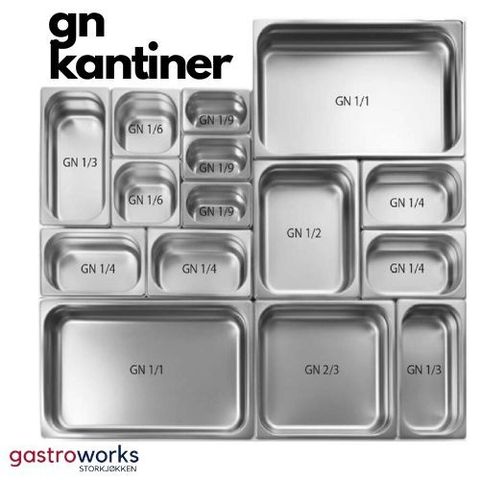 GN Kantiner av rustfritt stål - Standard/Perforert/Med håndtak fra Gastroworks